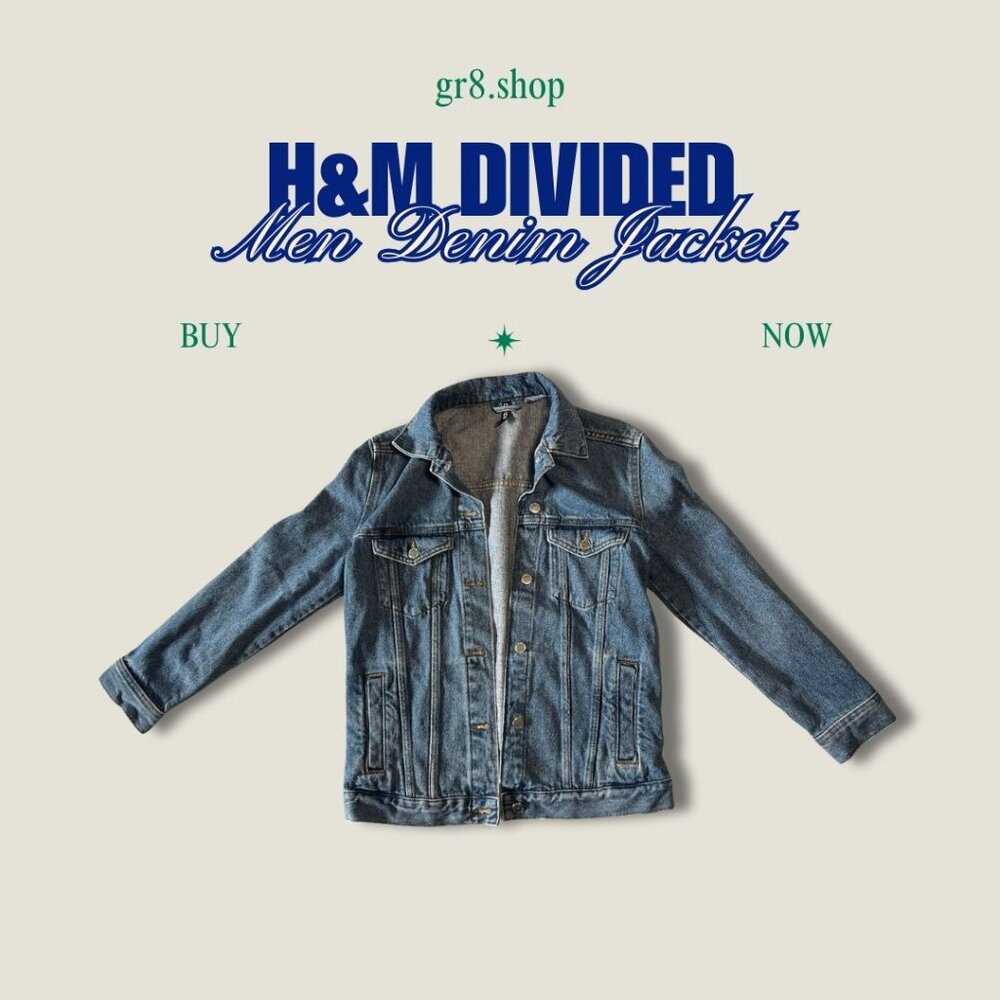 H&M Divided Mens Denim Jacket Size 2 Classic Blue Casual Style Made In Banglades